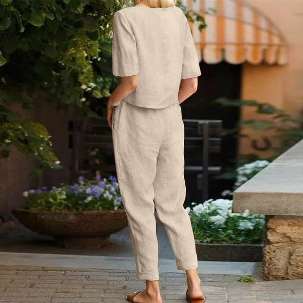 Women's And Linen Summer Half Sleeve Oversized Suits