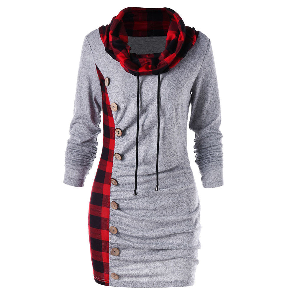 Popular Women's Fashion Plaid Stitching Decoration Sweaters