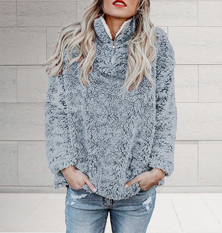 Women's Fashion High Collar Long Sleeve Zipper Sweaters