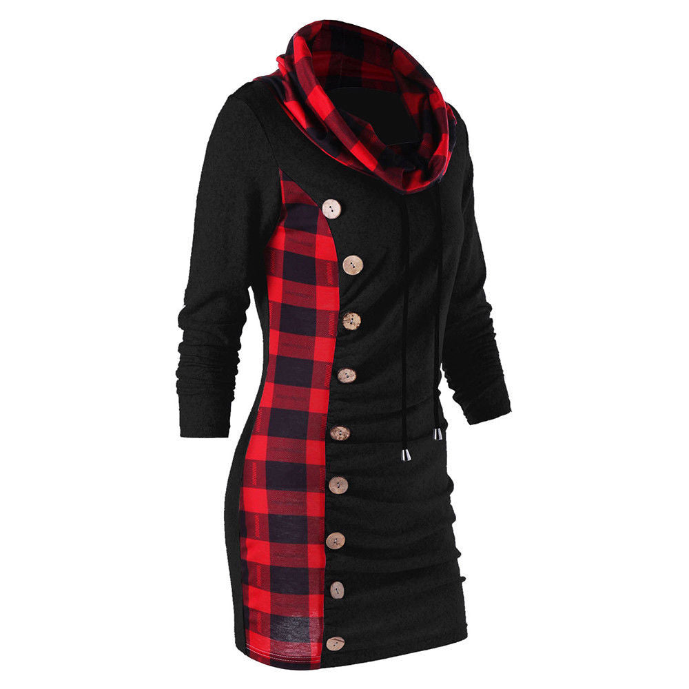 Popular Women's Fashion Plaid Stitching Decoration Sweaters