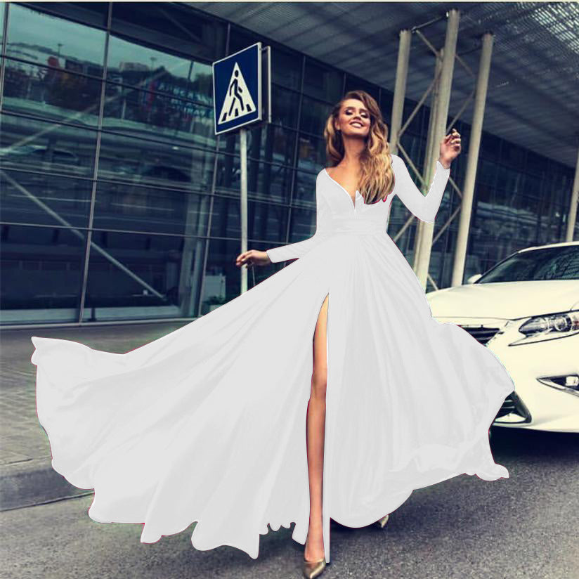 Women's Sexy Deep Long Sleeve Dress Dresses