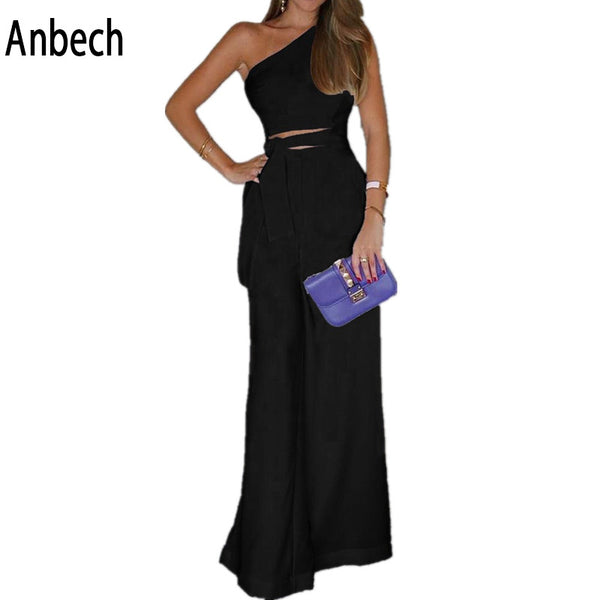 Glamorous New Classy One-shoulder Sexy Wide-leg Pants