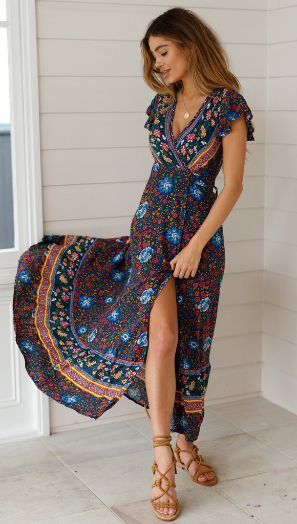 Women's Summer Casual Holiday Floral Print Sexy Dresses