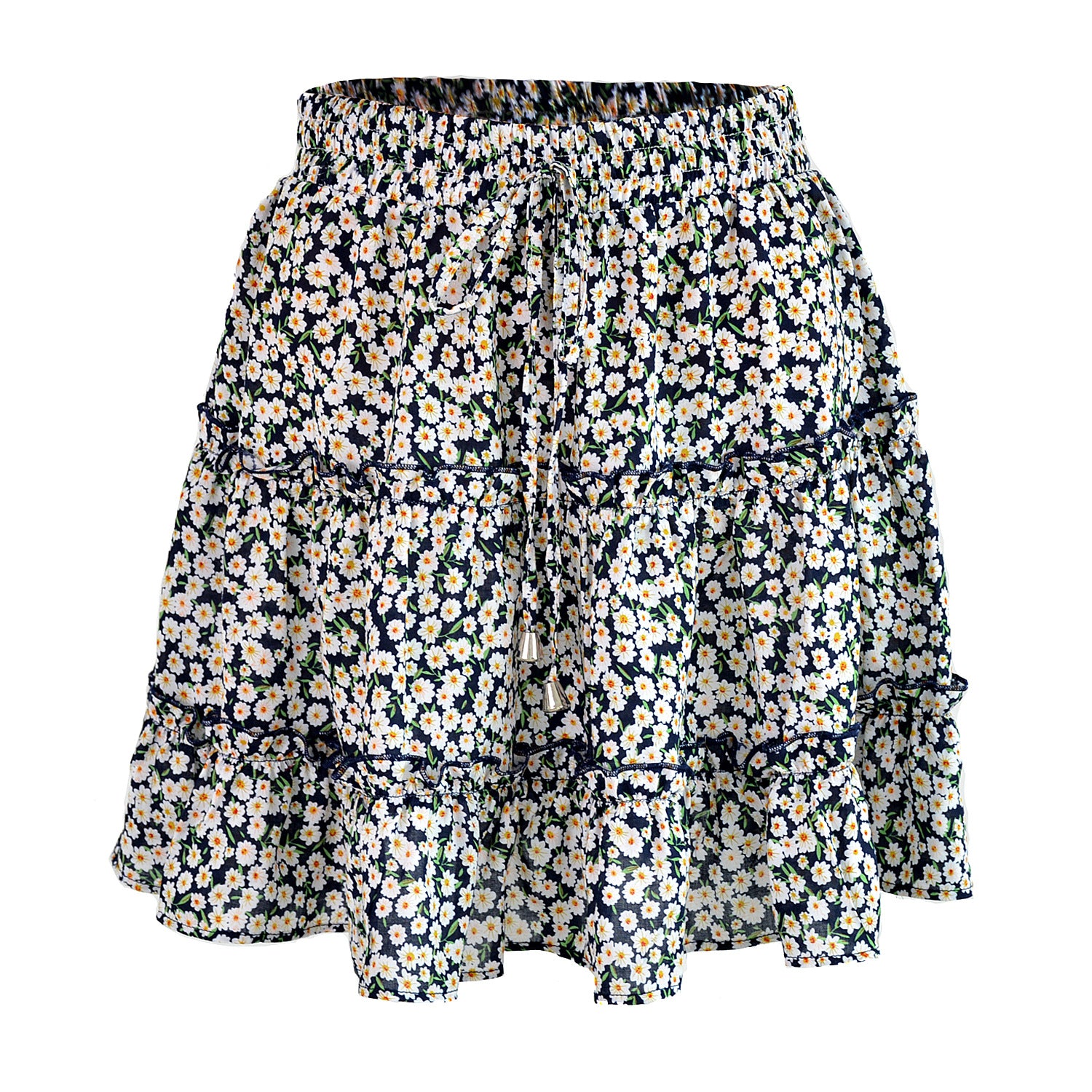 Women's Summer High Waist Ruffles Floral Printing Skirts