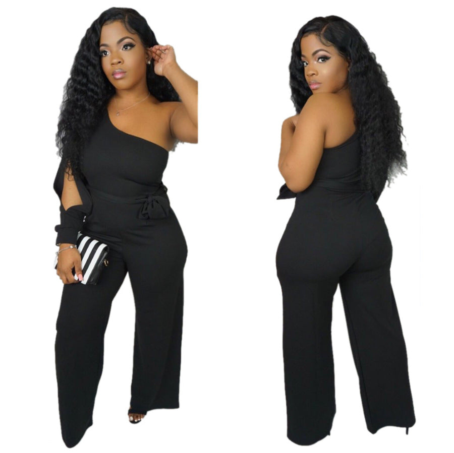 Creative Women's Durable Nightclub Single-sleeve Hollow-out Jumpsuits