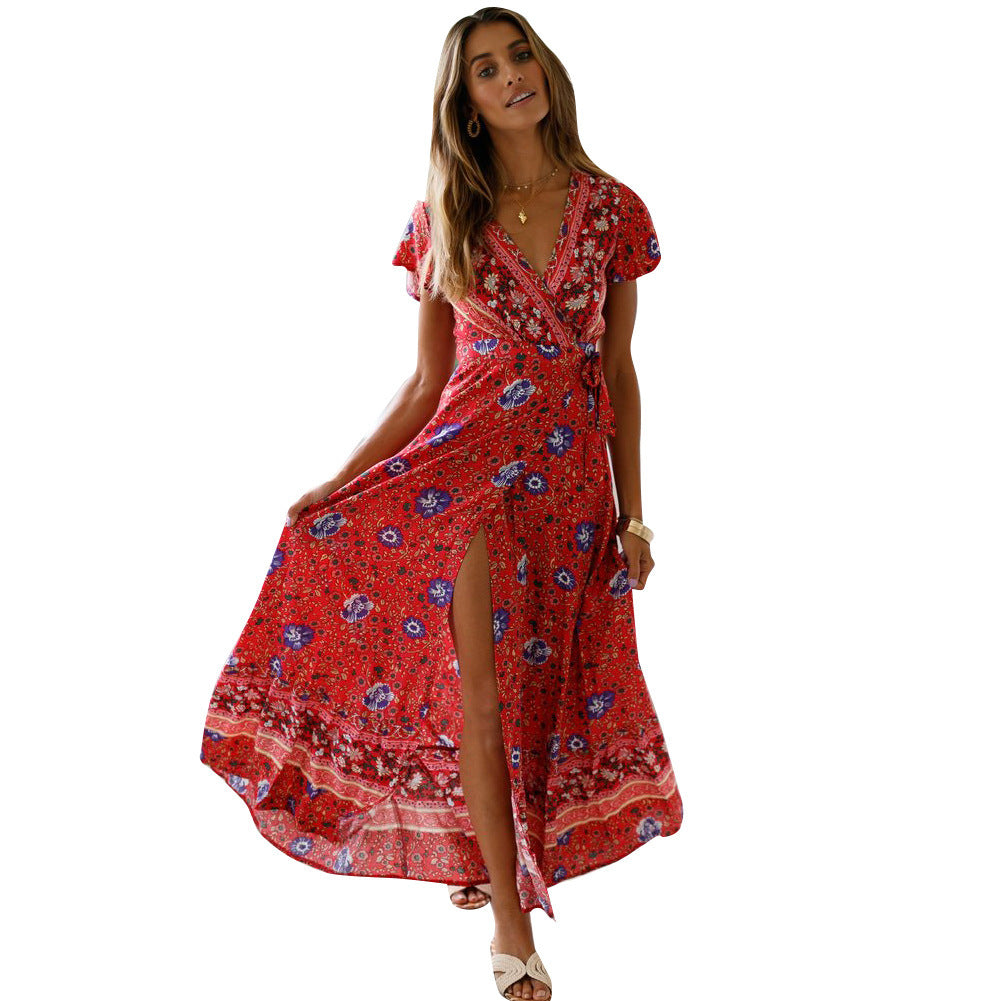 Women's Summer Casual Holiday Floral Print Sexy Dresses