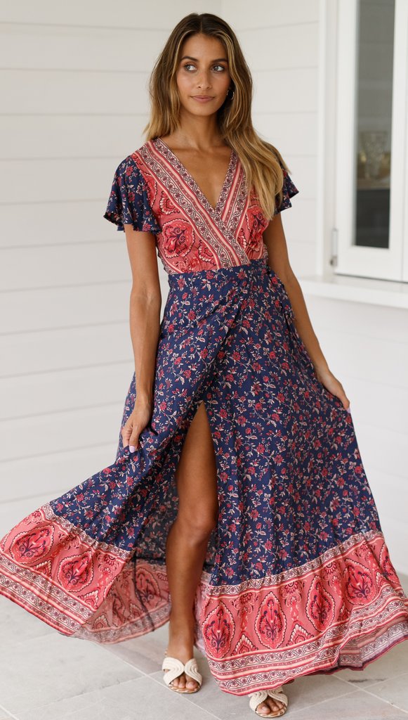 Women's Summer Casual Holiday Floral Print Sexy Dresses