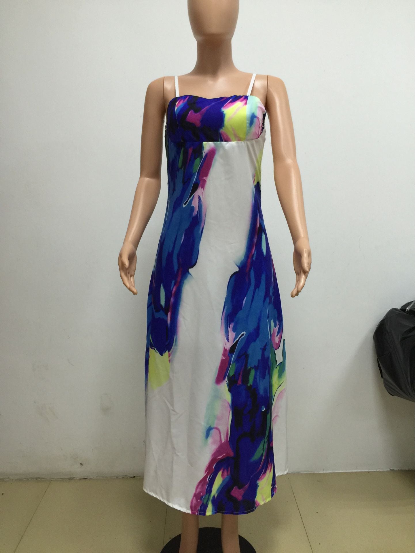 Women's Sling Bandeau Digital Printing Dress Suspender Dresses