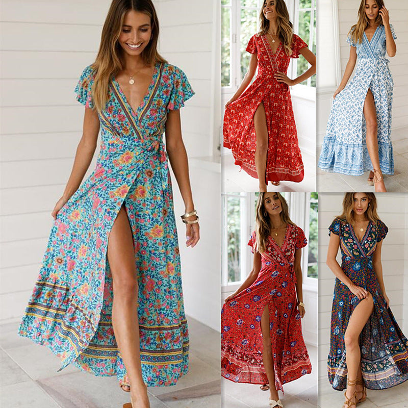 Women's Summer Casual Holiday Floral Print Sexy Dresses