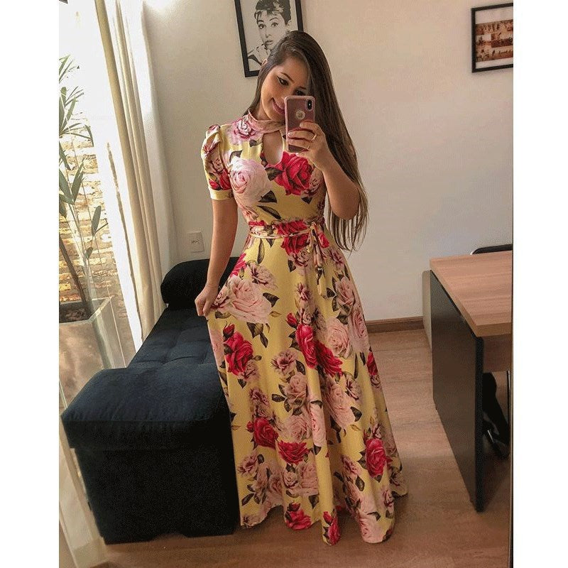 Sexy Fashion Digital Printing Large Swing Dresses