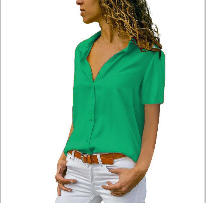 Classic Women's Solid Color Sleeve Shirt Blouses