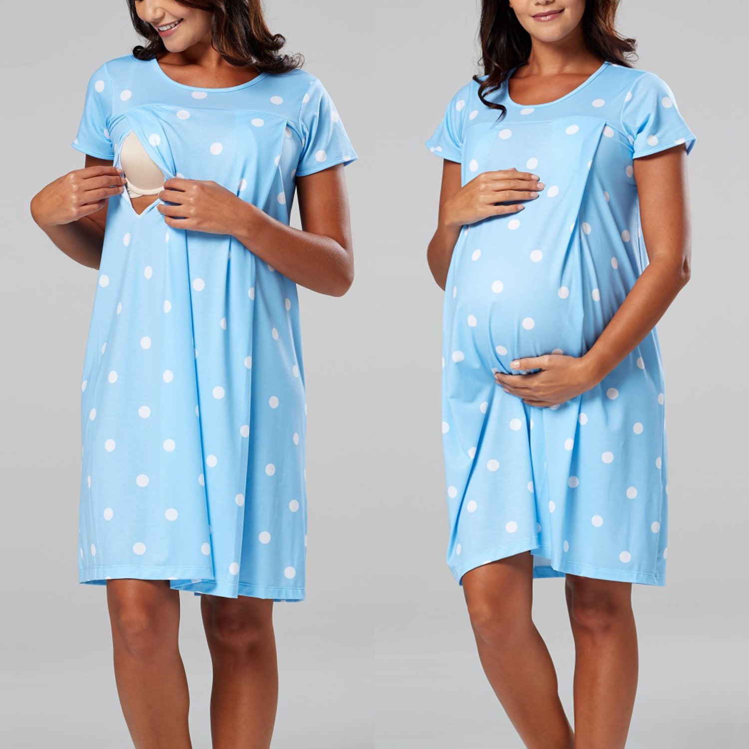 Dot Print Delivery Hospital Sleeve Two Sides Dresses