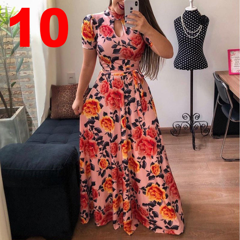 Sexy Fashion Digital Printing Large Swing Dresses