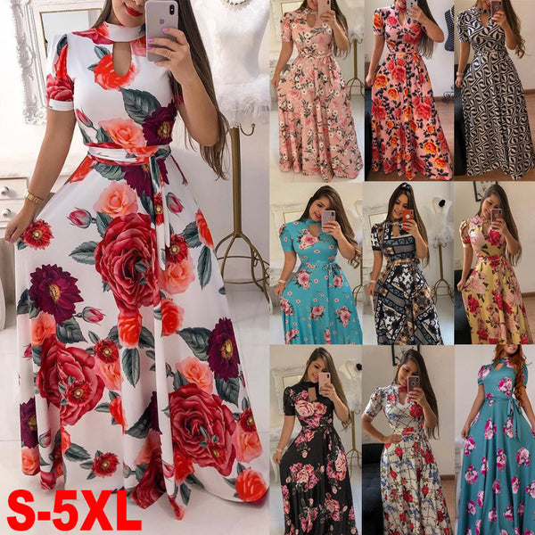 Sexy Fashion Digital Printing Large Swing Dresses