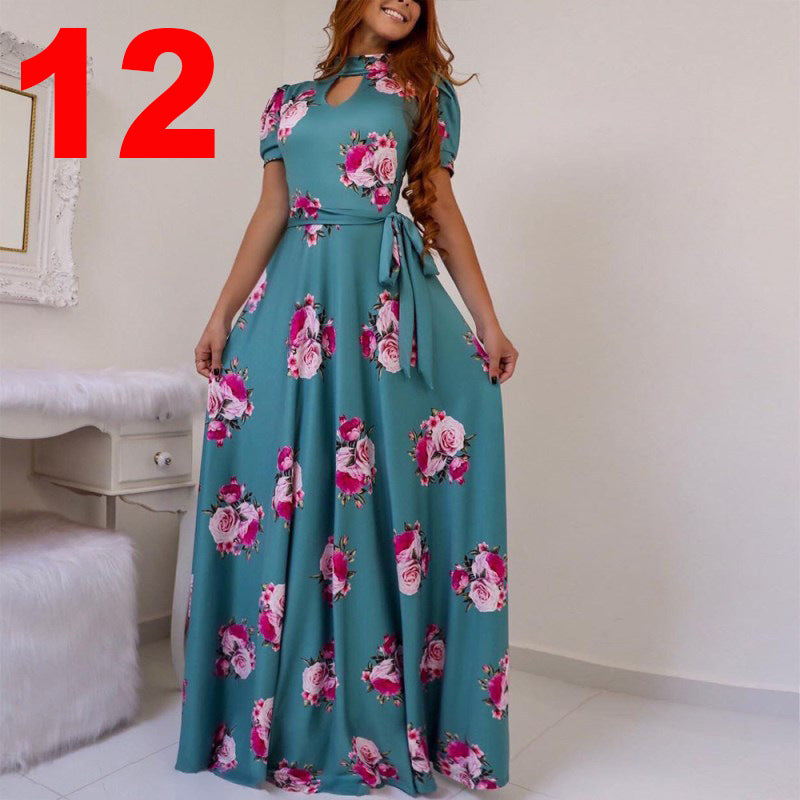 Sexy Fashion Digital Printing Large Swing Dresses