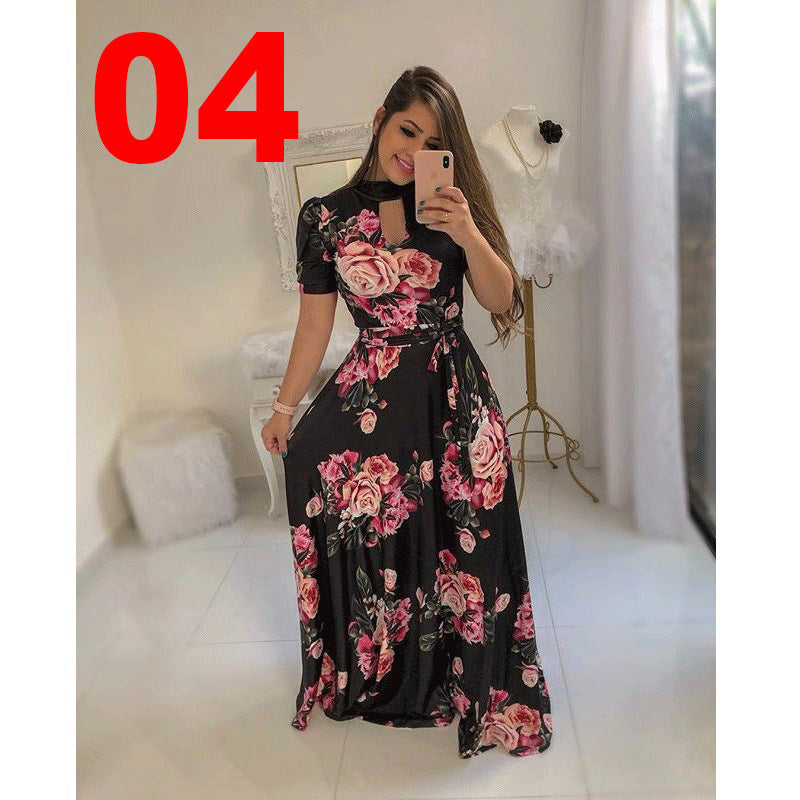 Sexy Fashion Digital Printing Large Swing Dresses