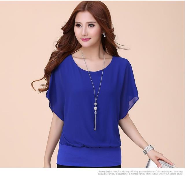 Women's Large Solid Color Sweet Short-sleeved T-shirt Blouses