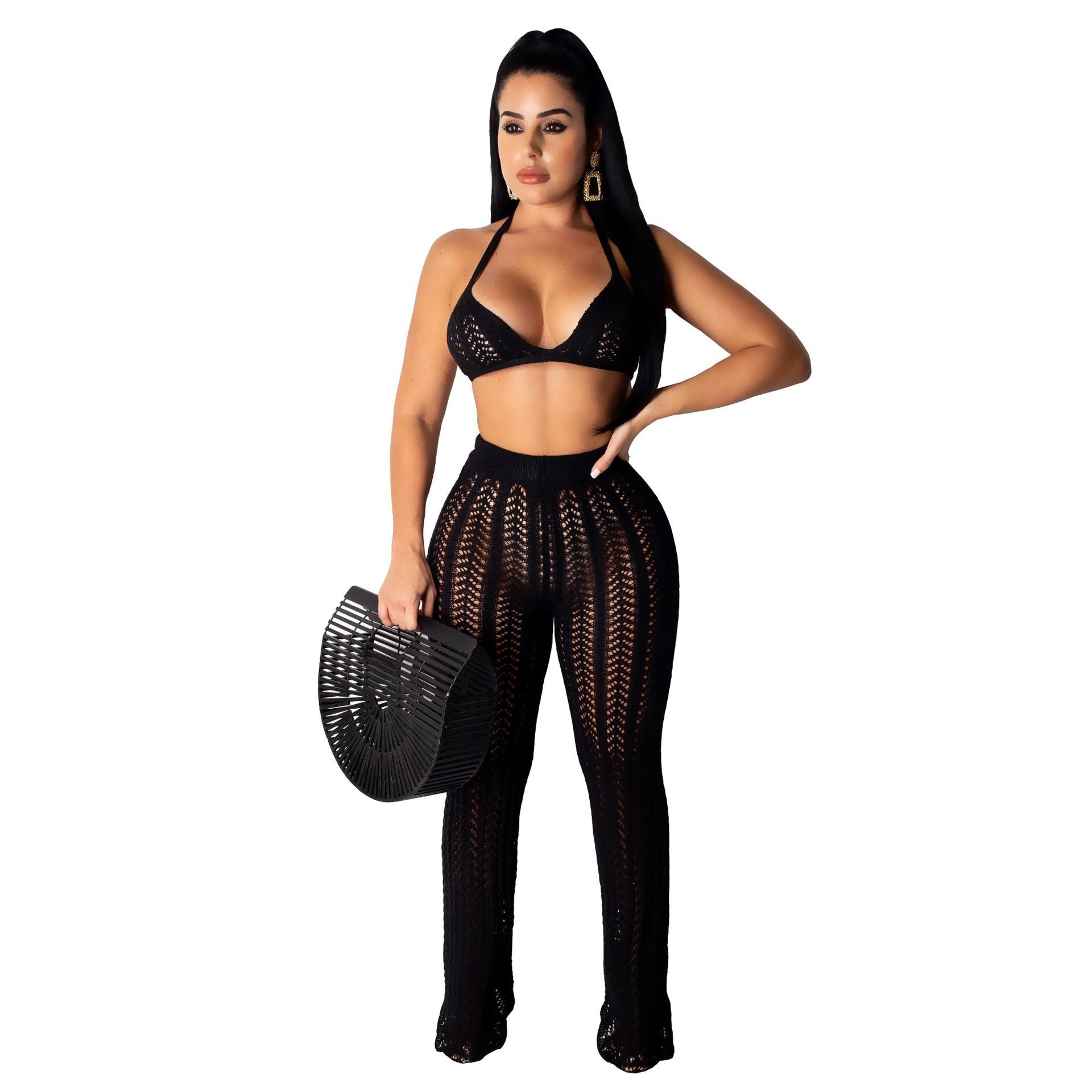 Women's Summer Sexy Fashionable Knitted Mesh Hollow Suits