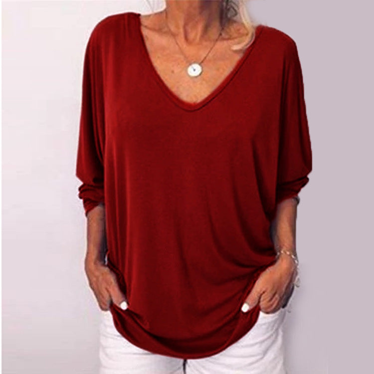 Women's V-neck 3/4 Sleeve Back T-shirt Blouses