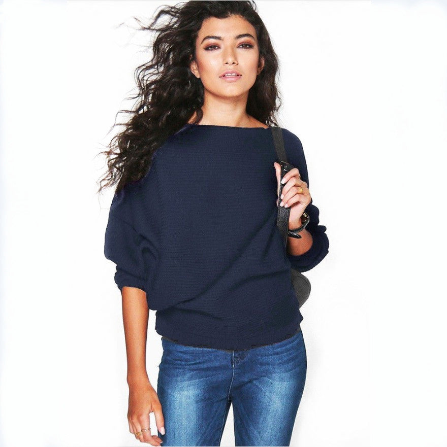 Women's Winter Fashion Loose Batwing Sleeve Knitted Sweaters