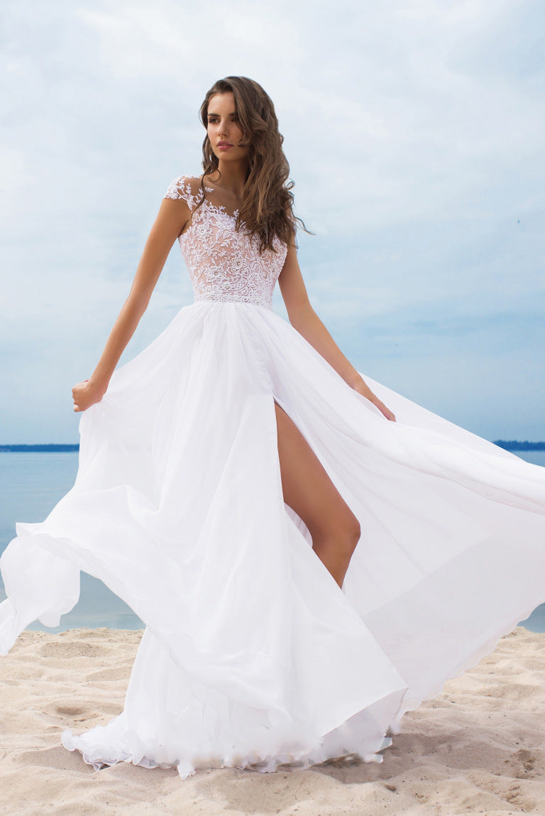 Women's Large Lace Chiffon White Swing Dress Dresses