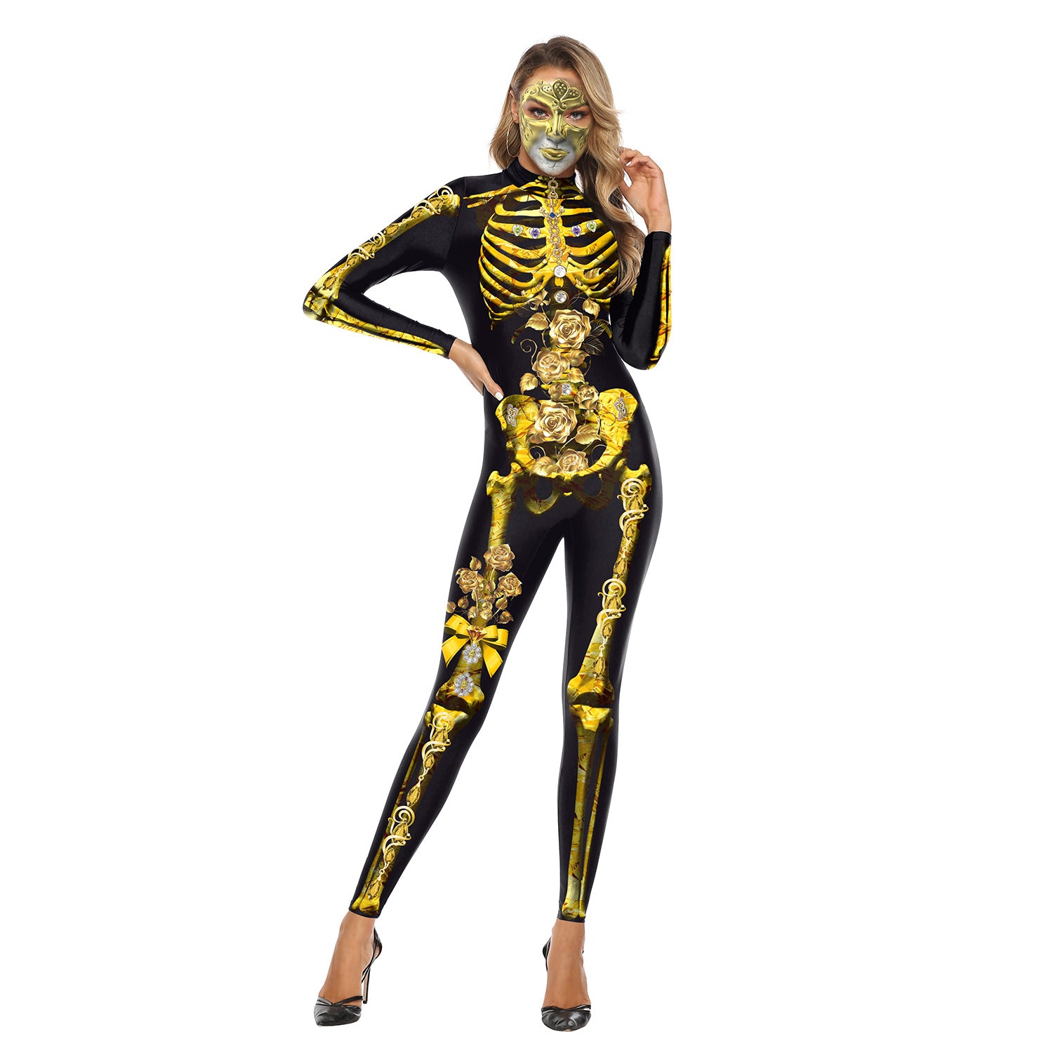 Ghost Festival Horror Skull Frame Printing One-piece Costumes