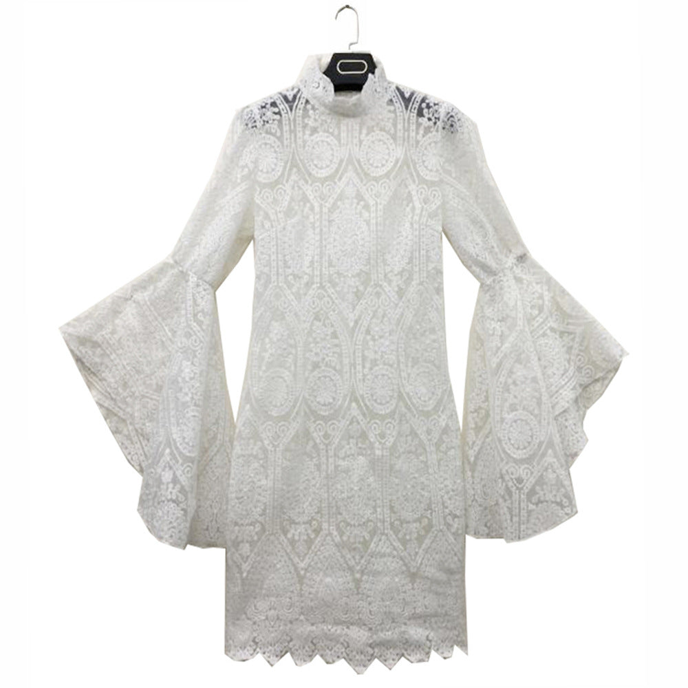 Women's Embroidered Flare Sleeve Slim-fit Banquet Dresses