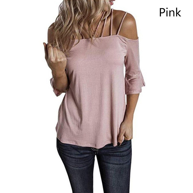 Women's Casual Summer Shoulder Flare Sleeve Blouses
