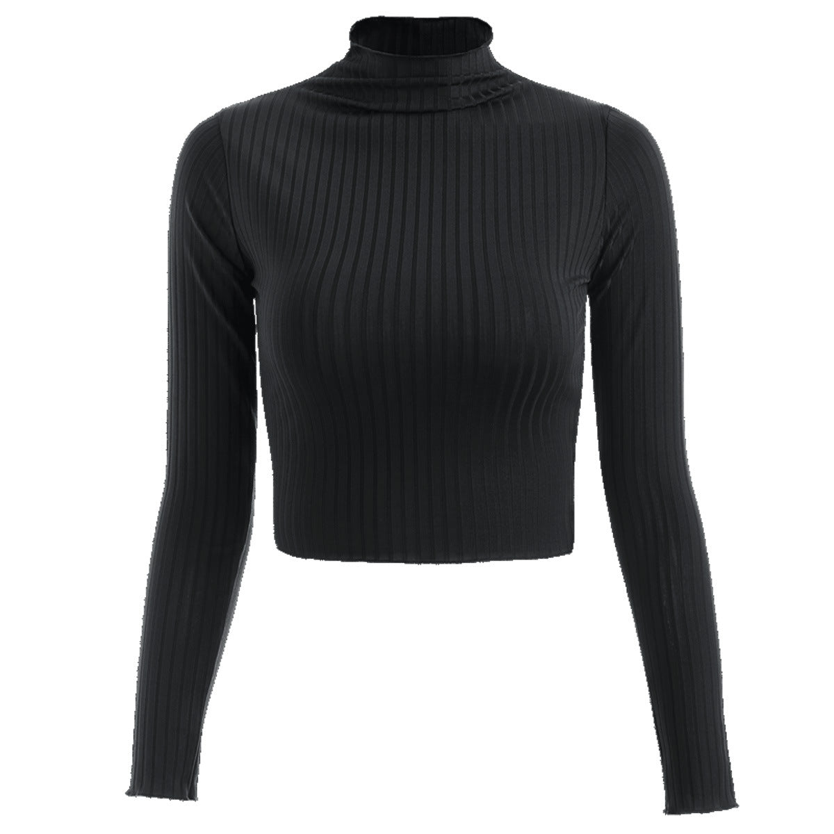 Women's Half Turtleneck Solid Color Long Sleeve Knitted Slim Fit Blouses