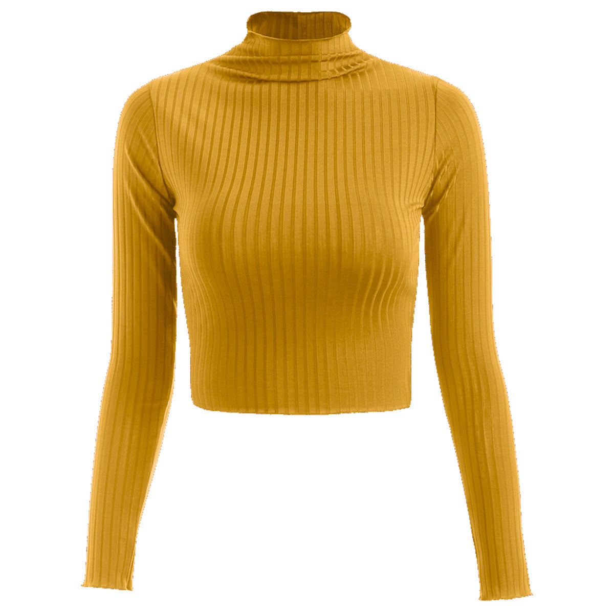 Women's Half Turtleneck Solid Color Long Sleeve Knitted Slim Fit Blouses