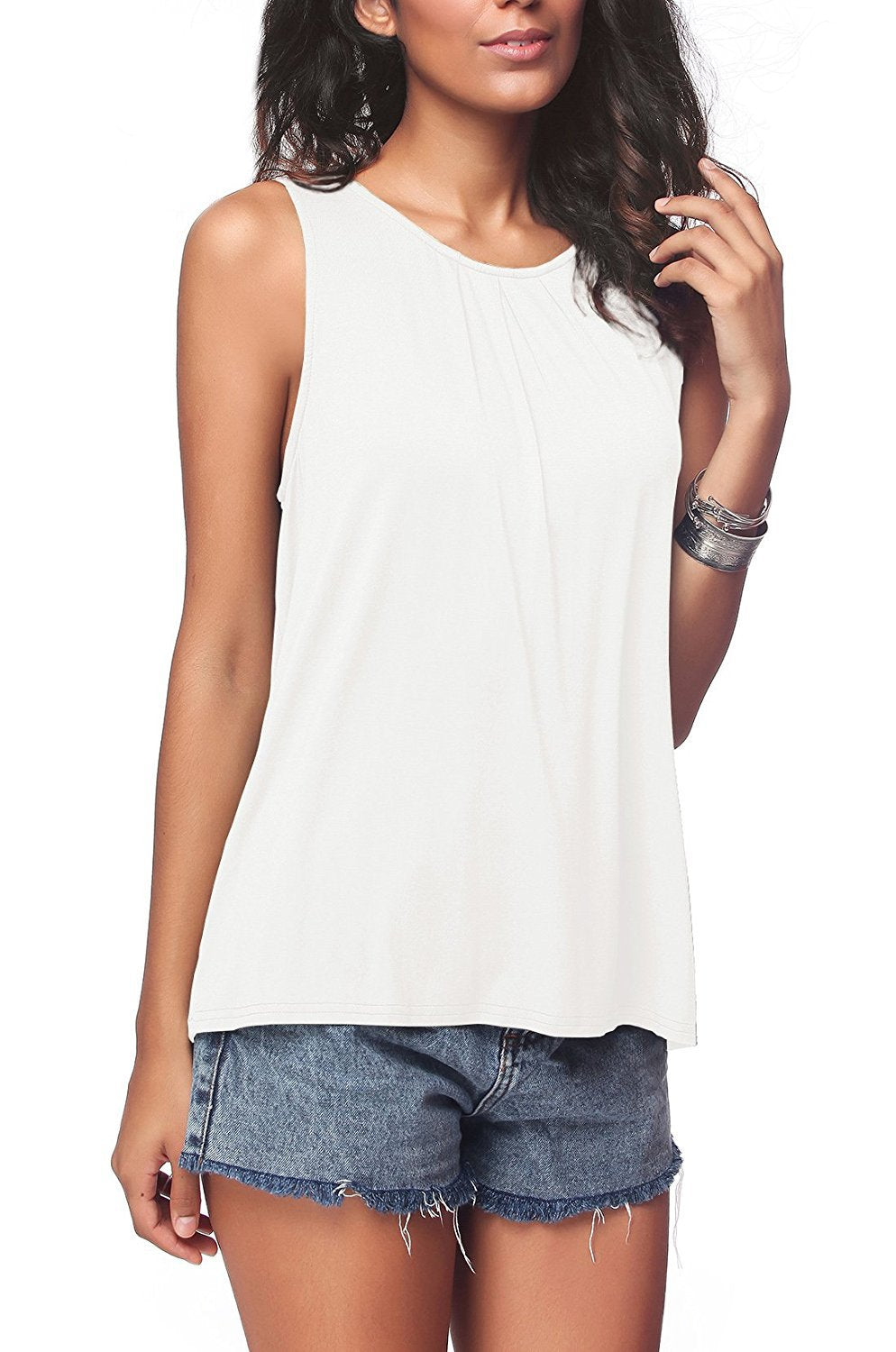 Women's Casual Round Neck Solid Color Sleeveless Blouses