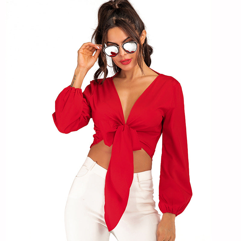 Women's Summer Personalized Tube Solid Color Sexy Blouses