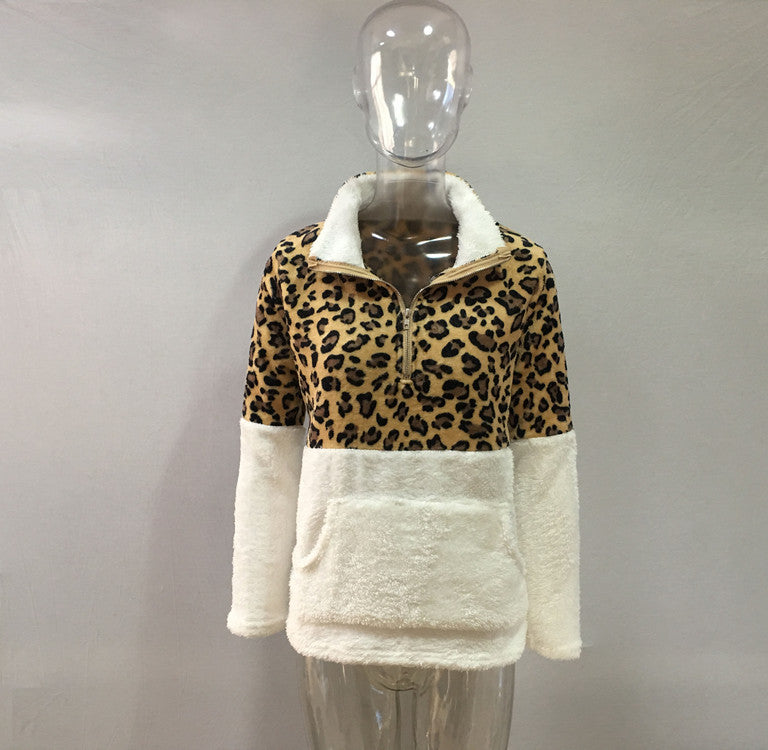 Trendy Classy Long Sleeve Leopard Splicing Sweaters