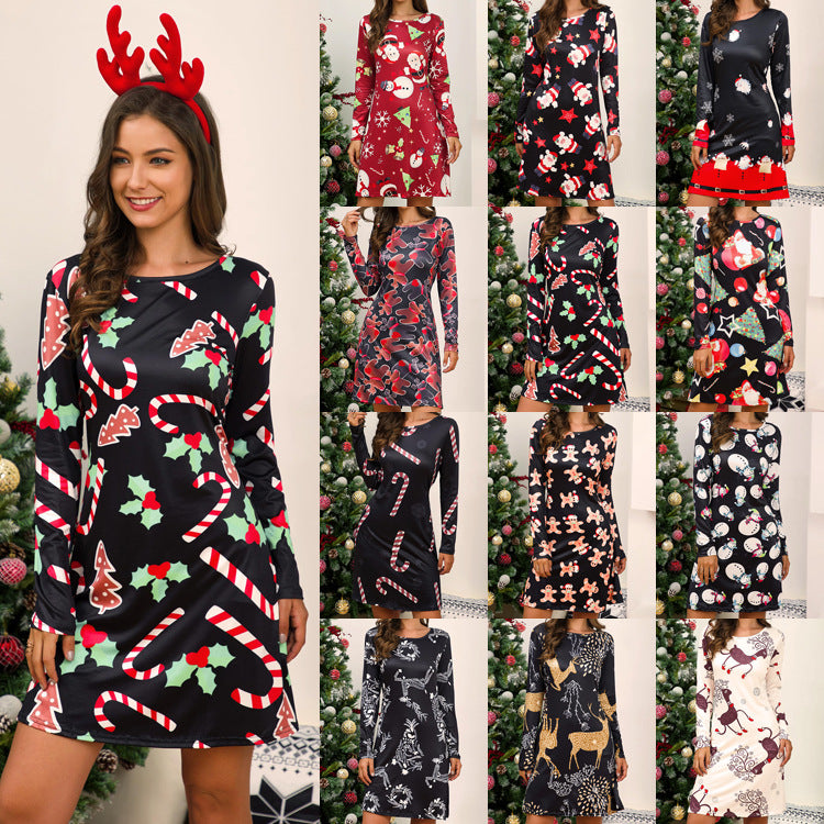 Women's Trendy Unique Christmas Printed Dress Blouses