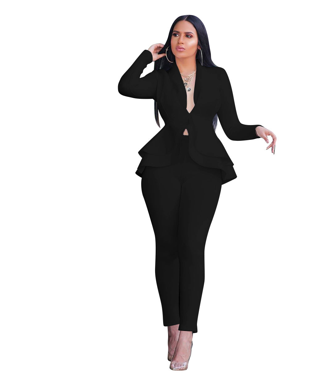 Women's Ruffles Air Layer Business Wear For Suits