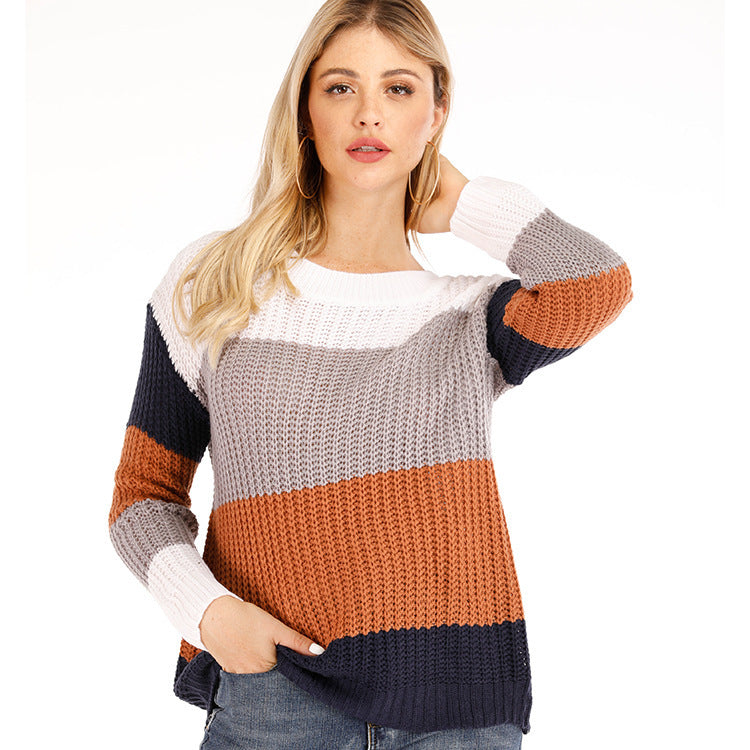 Women's Striped Pullover Loose Large Rainbow Sweaters