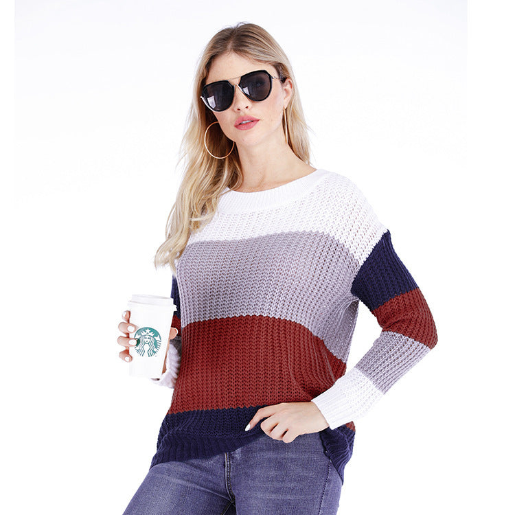 Women's Striped Pullover Loose Large Rainbow Sweaters