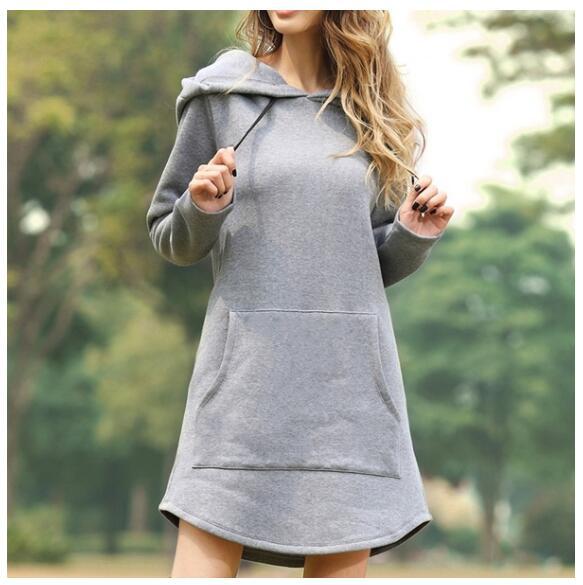 Women's Solid Color Pocket Long Sleeve Hoodie Sweaters