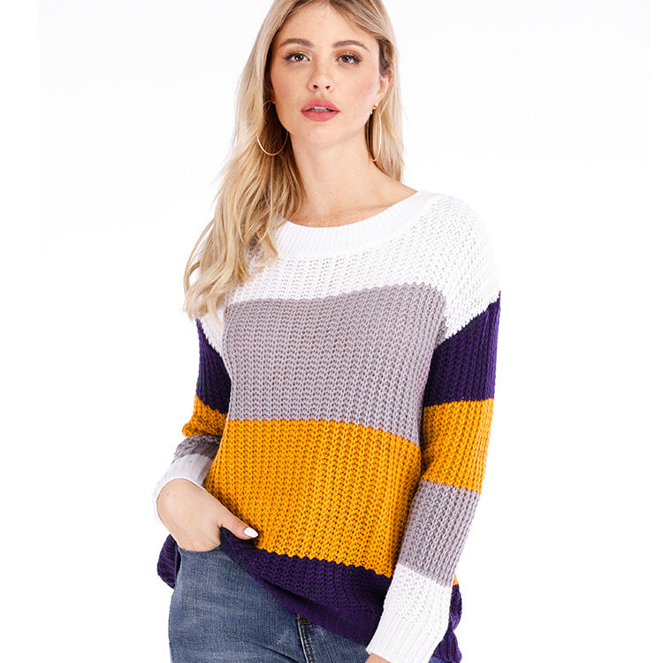 Women's Striped Pullover Loose Large Rainbow Sweaters