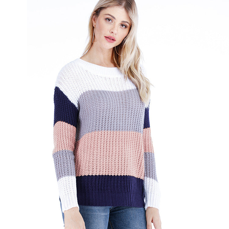 Women's Striped Pullover Loose Large Rainbow Sweaters