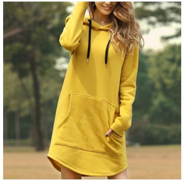 Women's Solid Color Pocket Long Sleeve Hoodie Sweaters