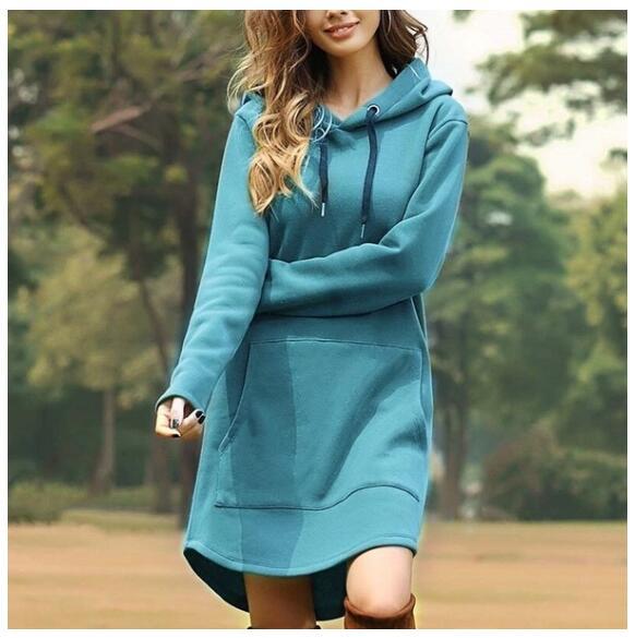 Women's Solid Color Pocket Long Sleeve Hoodie Sweaters