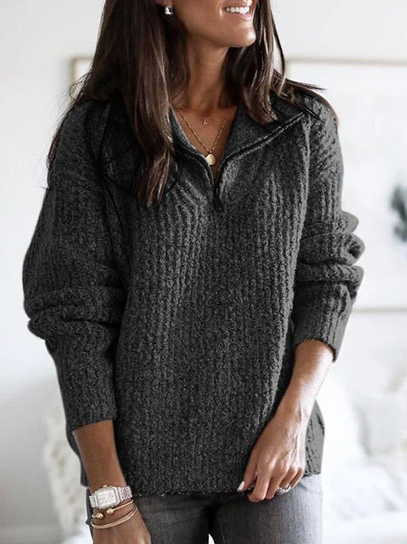 Women's Classic Classy Zipper Pullover Long-sleeved Sweaters