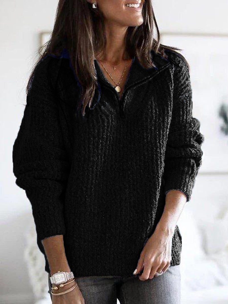 Women's Classic Classy Zipper Pullover Long-sleeved Sweaters