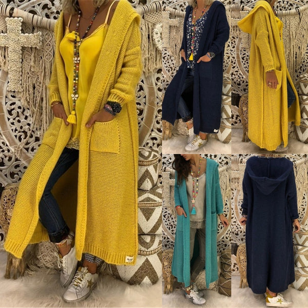 Women's Stylish Loose Lengthened Long Hooded Sweaters