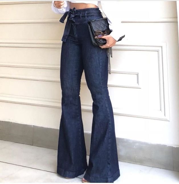 Women's Spring Festival High Waist Hip Lace-up Wide-leg Jeans