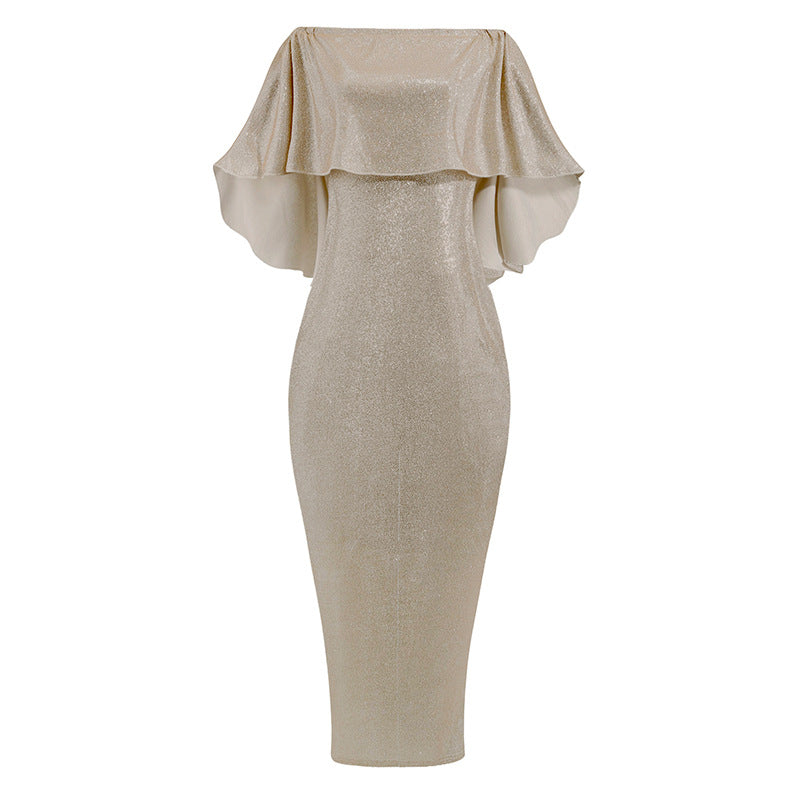 Versatile Off-shoulder Large Ruffled Hip Dress Dresses