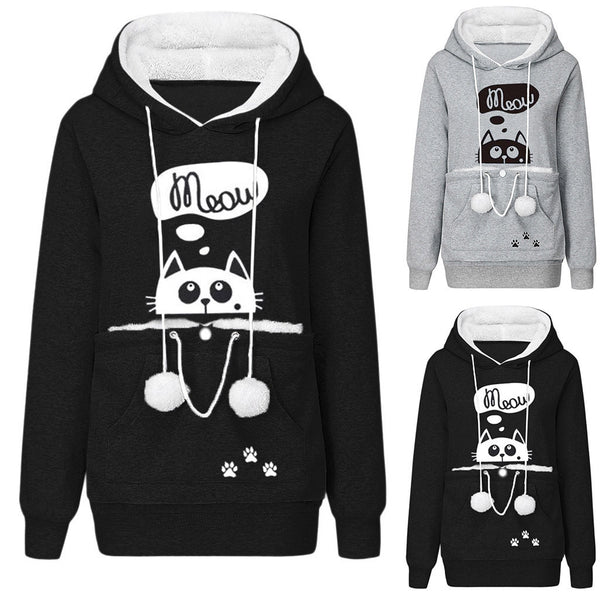 Printed Casual Hooded Large Pocket Pet Sweaters