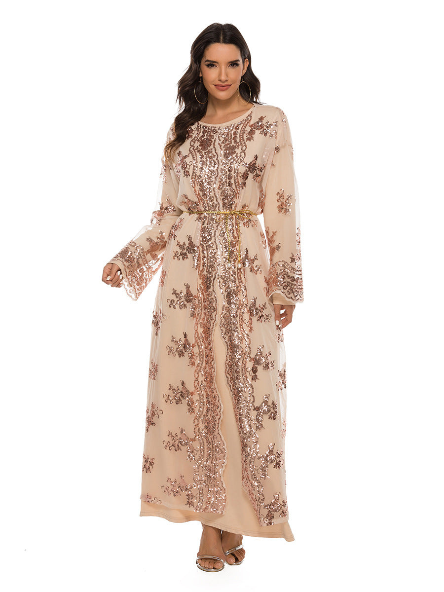 Density Sequin Embroidery Long Dress Elegant Dresses