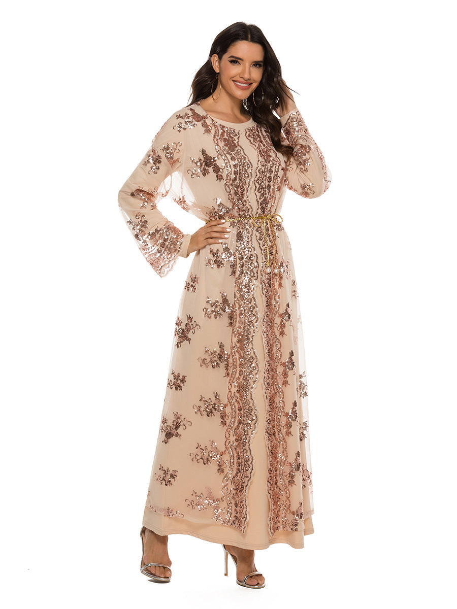 Density Sequin Embroidery Long Dress Elegant Dresses